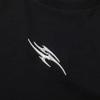 Black Spliced Graphic Oversized T-Shirt — back view
