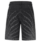 Black Graphic Denim Shorts — front view