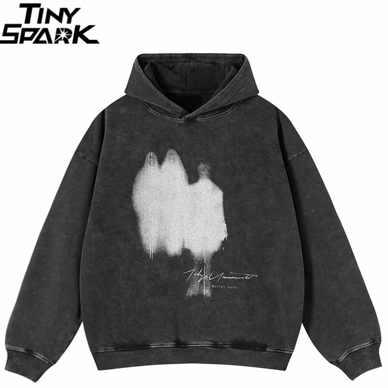 Retro Black Shadow Graphic Hoodie — front view