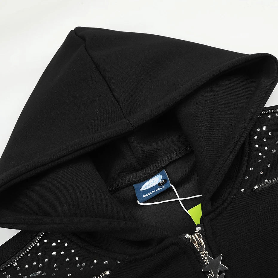 Y2K Rhinestone Oversized Jacket — back view