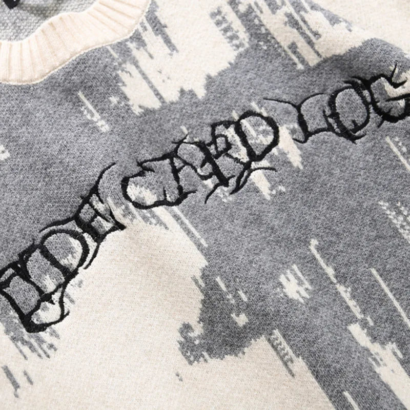 Black Embroidered Knit Sweater — detail shot