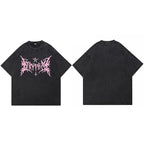 Vintage Black Letter Washed T-Shirt — fabric close-up