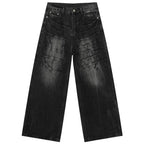 Loose Vintage Blue Denim Baggy Jeans — front view