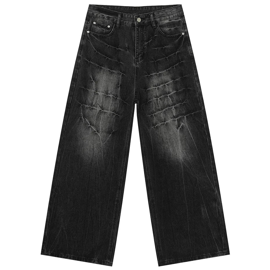 Loose Vintage Blue Denim Baggy Jeans — front view