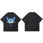 Retro Black Angel Washed T-Shirt — fabric close-up