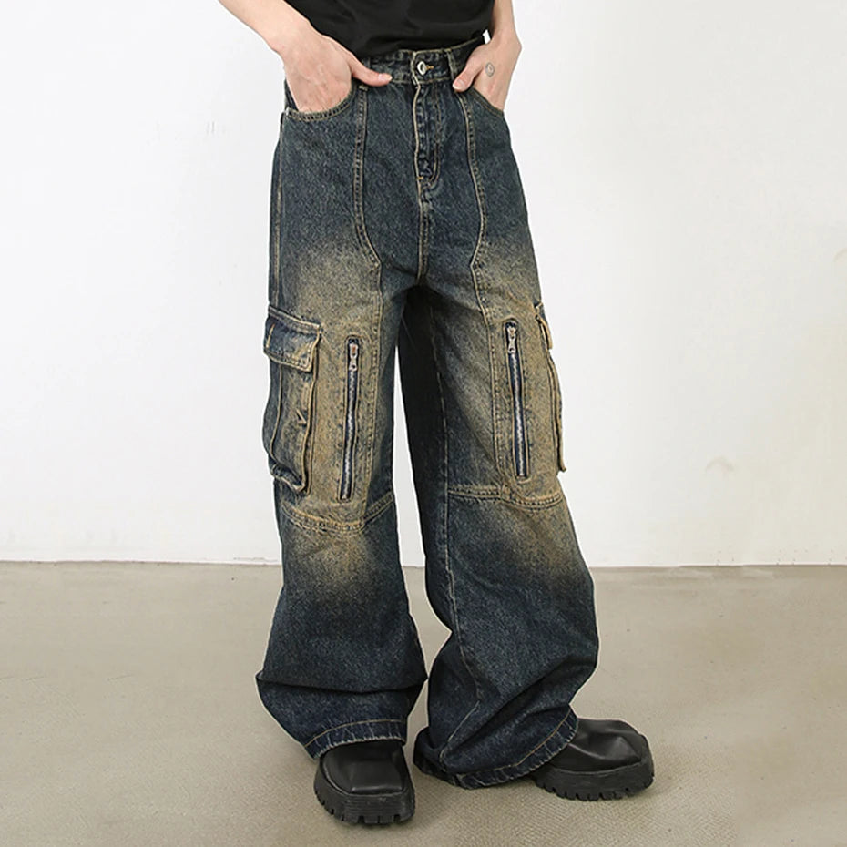 Vintage Blue Denim Baggy Jeans — fit shot