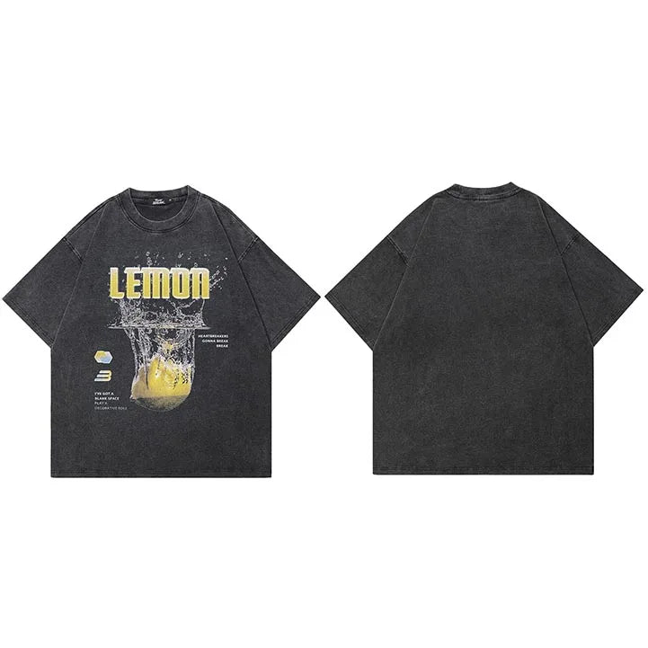 Emo Retro Black Washed T-Shirt — side view