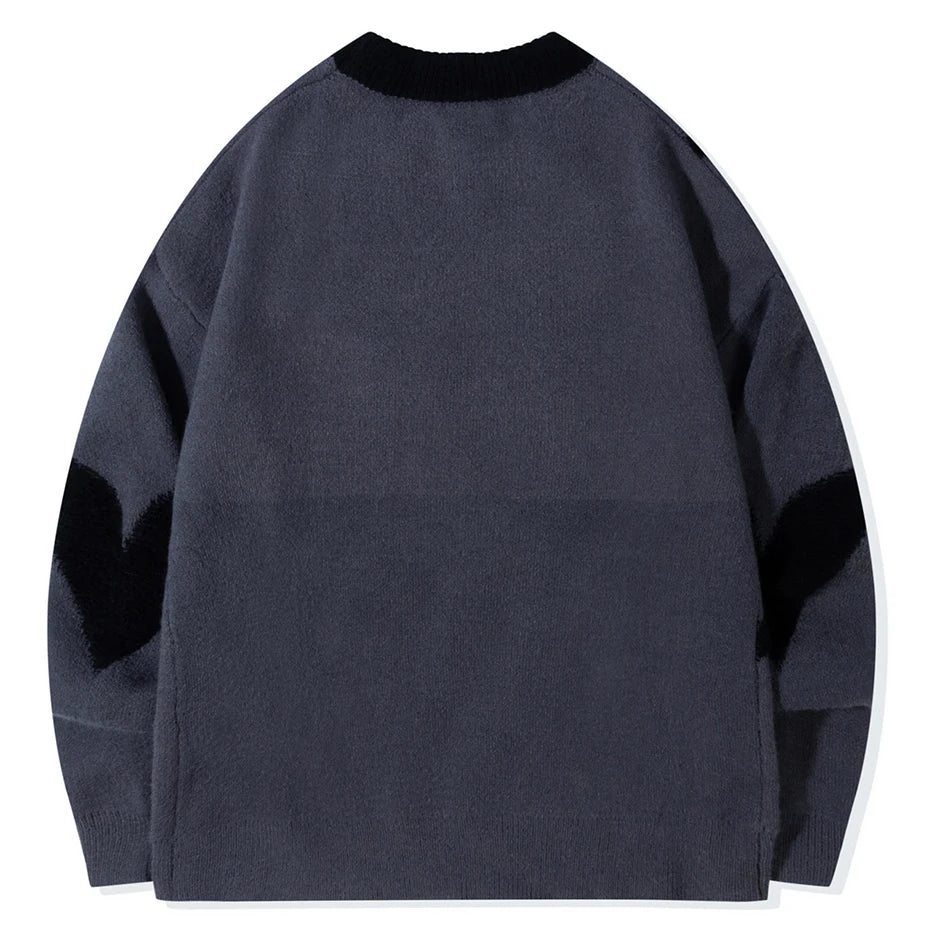 Y2K Graphic Knit Oversized Sweater — front view