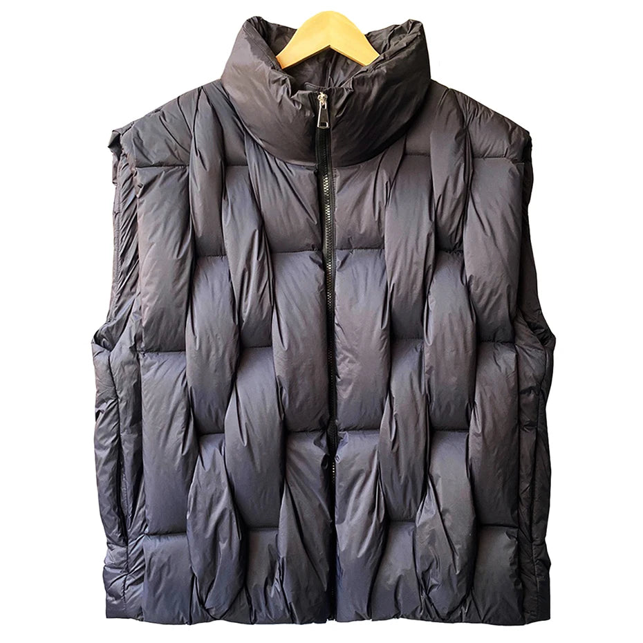 Vests Black Padded Loose Puffer Jacket — styling shot