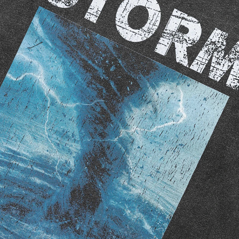 Storm Retro Black Washed T-Shirt — front view