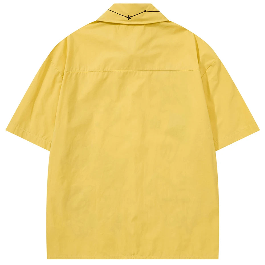 Loose Vintage Cat Graphic Oversized Shirt — front view
