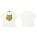 Y2K White Cartoon Cats Graphic T-Shirt — side view