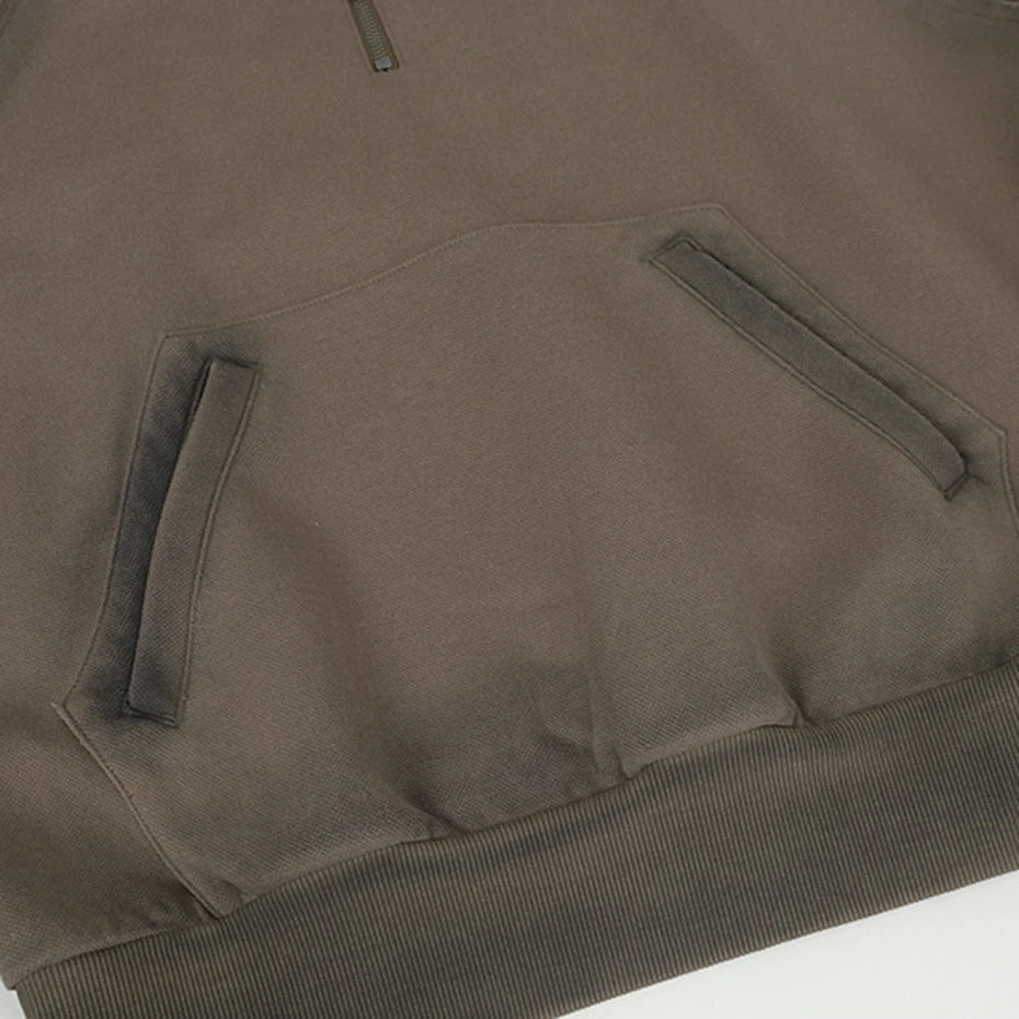 Retro Patchwork Regular Hoodie — fabric close-up
