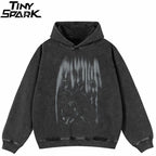 Washed Black Shadow Graphic Oversized Hoodie — front view
