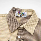 Vintage Cat Plaid Graphic Oversized Shirt — back view