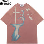 Retro Shadow Butterfly Washed T-Shirt — detail shot