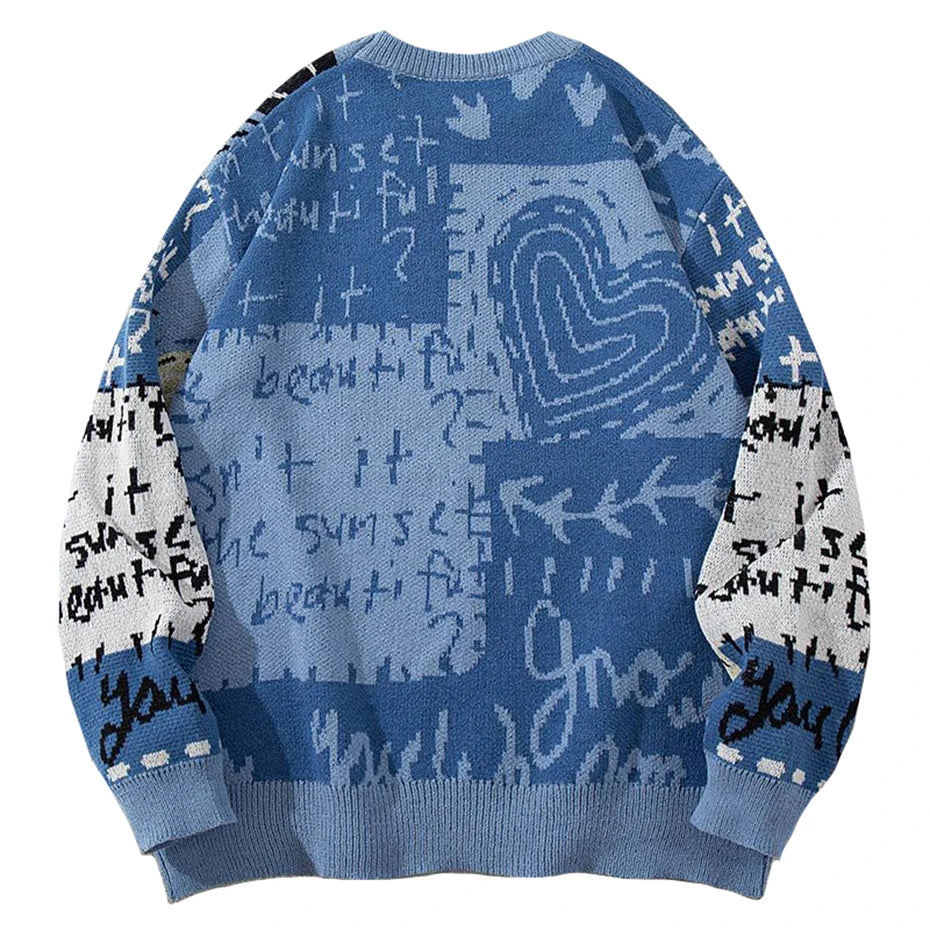Sweaters Y2K Graphic Knit Oversized Sweater — front view