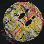 Vintage Black Graffiti Sad Face Graphic Hoodie — front view