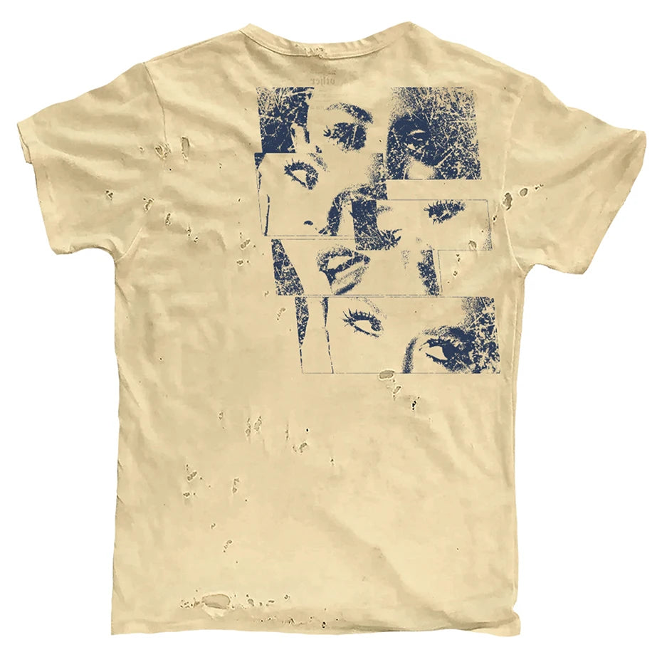 Punk Graffiti Ripped Loose T-Shirt — close-up
