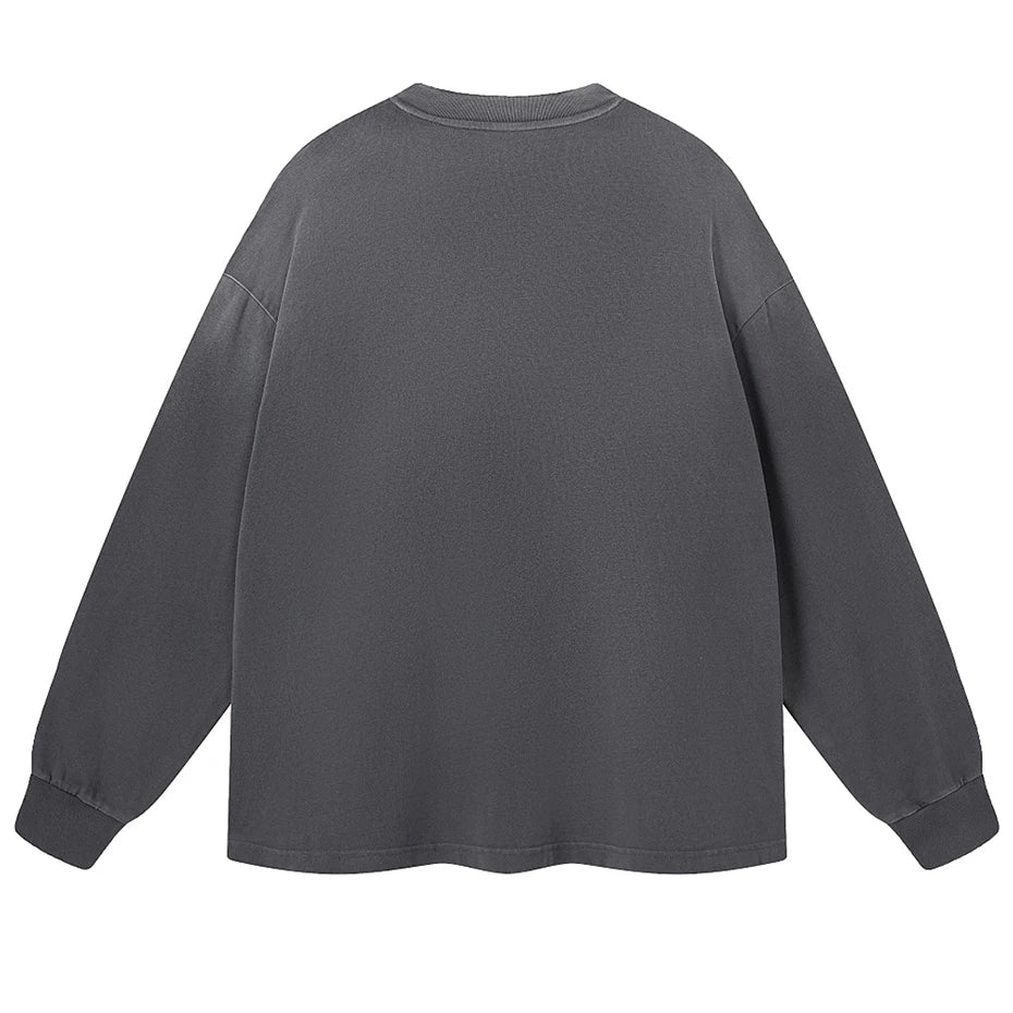 Black Vintage Oversized Long Sleeve Tee — front view