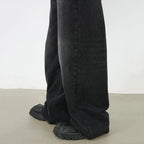 Vintage Black Denim Baggy Jeans — fit shot