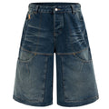 Vintage Blue Patchwork Denim Shorts — styling shot