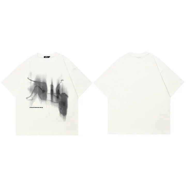 Beige Shadow Graphic T-Shirt — fabric close-up