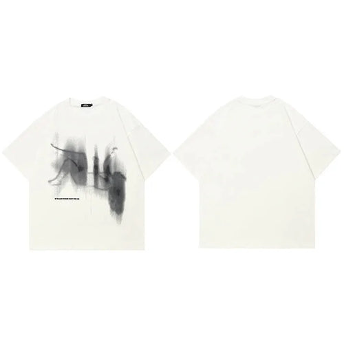 Beige Shadow Graphic T-Shirt — fabric close-up