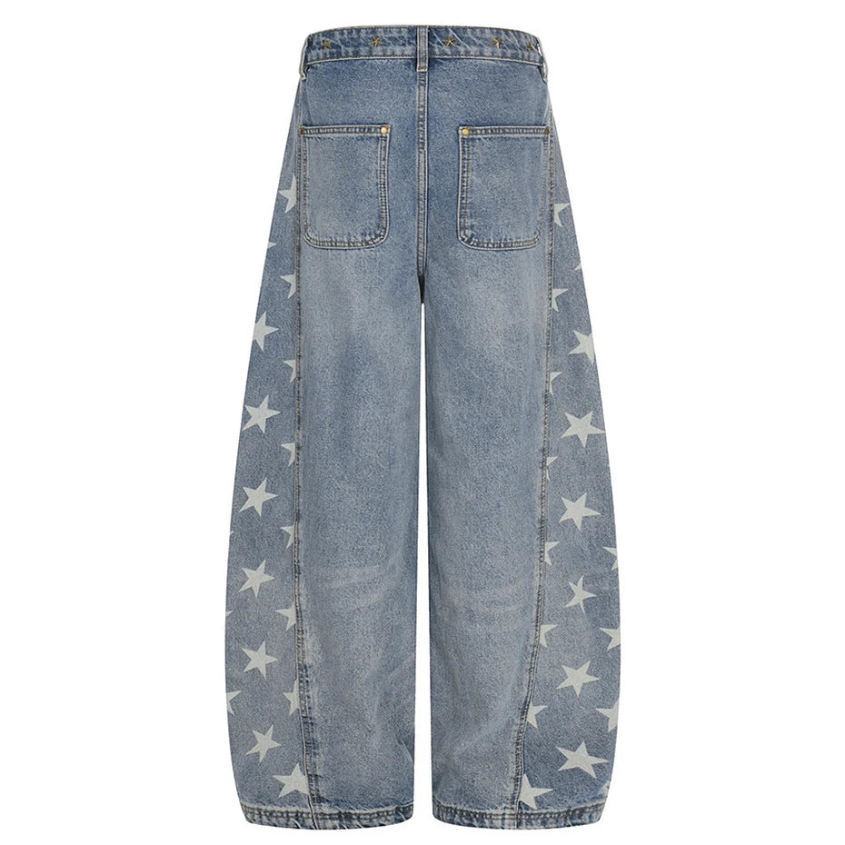 Vintage Star Graphic Denim Baggy Jeans — back view
