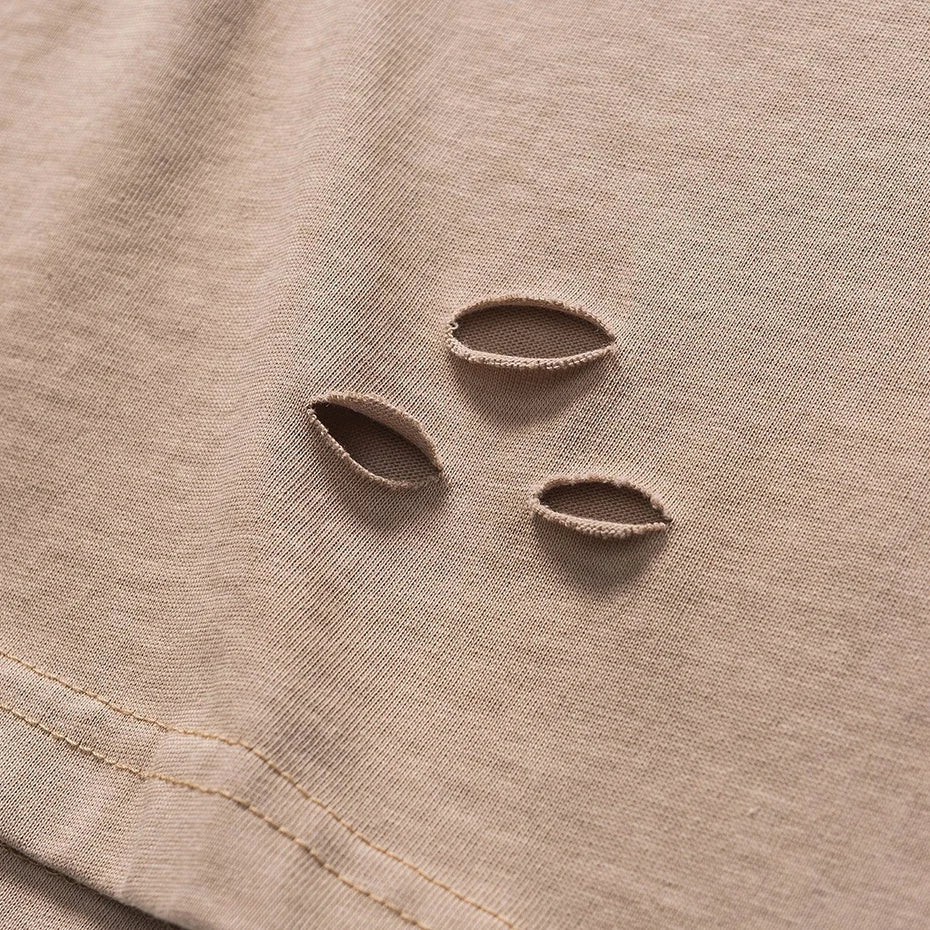 Y2K Vintage Ripped Oversized T-Shirt — fabric close-up