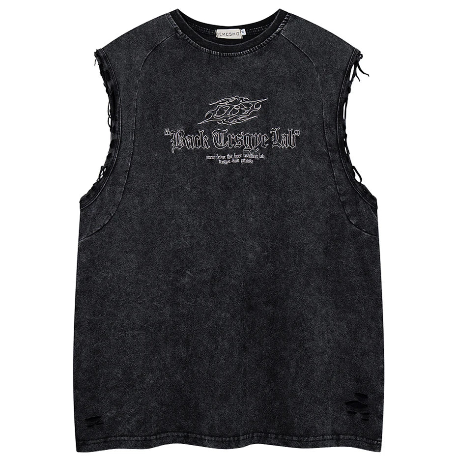 Vintage Embroidered Oversized Vest — back view