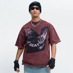 Black Vintage Graphic Oversized T-Shirt — detail shot
