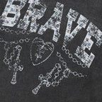 Retro Black Cross Washed T-Shirt — detail shot