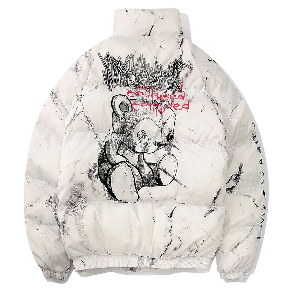 Black Lightning Bear Padded Oversized Puffer Jacket — styling shot