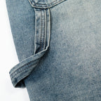 Vintage Blue Patchwork Loose Denim Shorts — fit shot