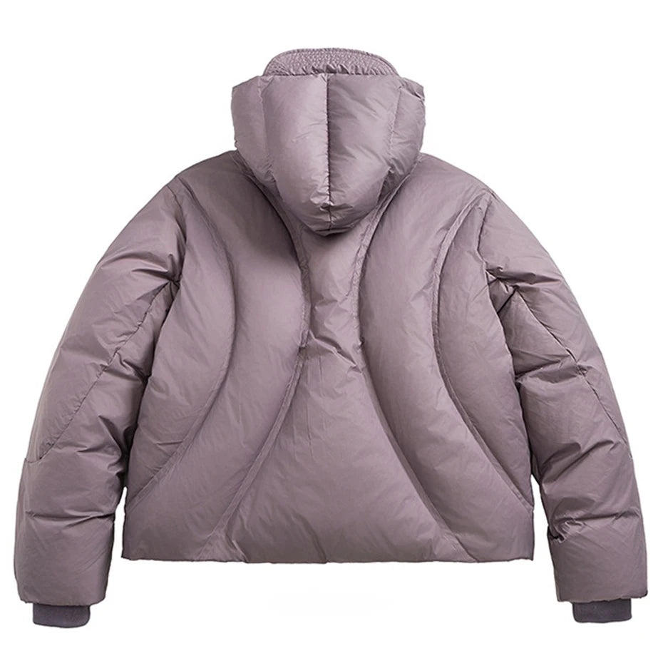 White Padded Puffer Jacket — back view