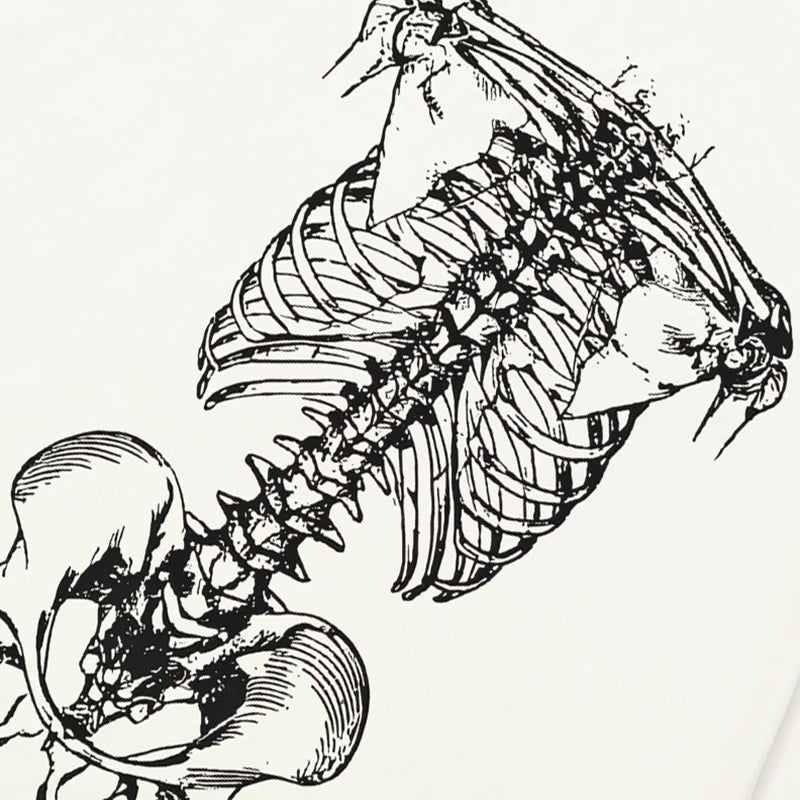 Y2K White Skeleton Graphic T-Shirt — back view