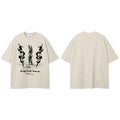 Punk Black Dark Snake Graphic T-Shirt — fabric close-up