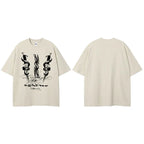Punk Black Dark Snake Graphic T-Shirt — fabric close-up