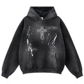 Vintage Cross Graphic Oversized Hoodie — back view