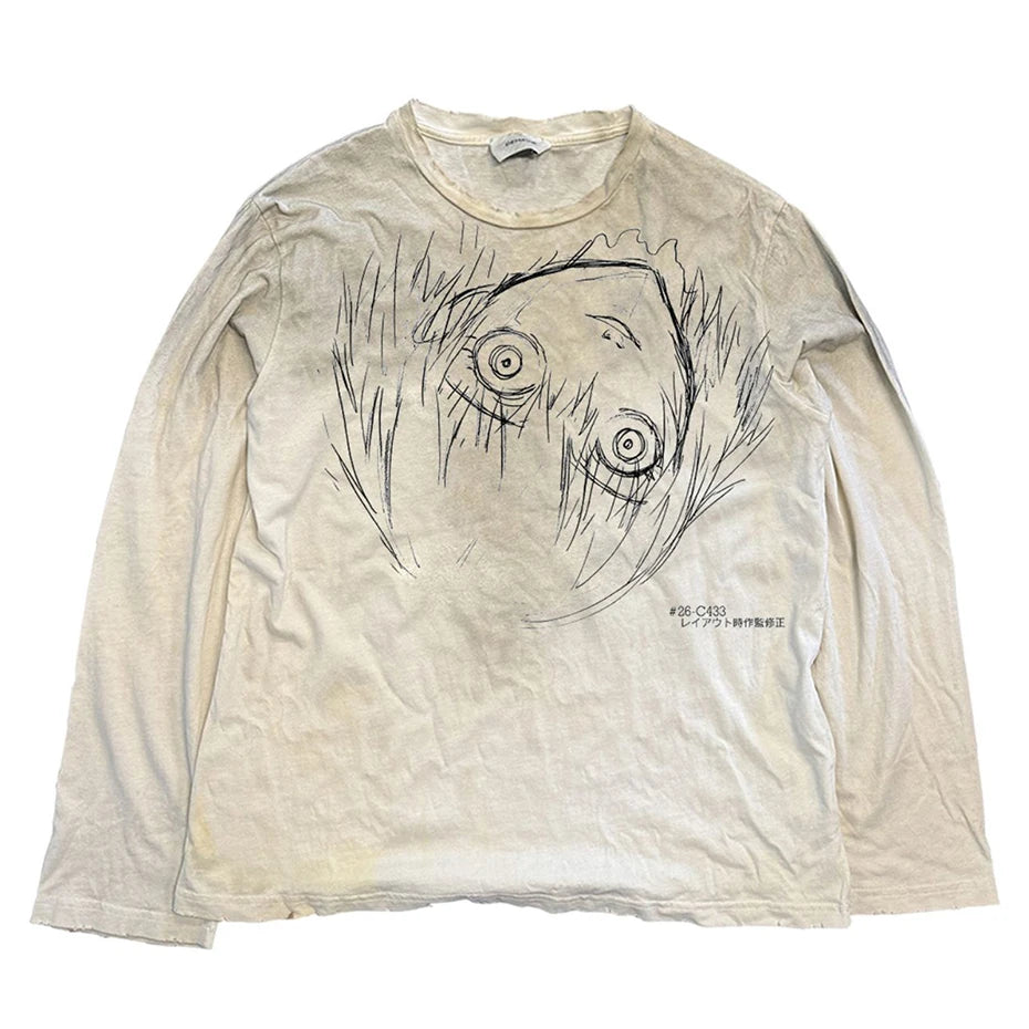 Y2K Graffiti Oversized Long Sleeve Tee — back view