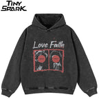 Love Black Graphic Oversized Hoodie — front view