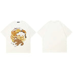 Greedy Cat Graphic White T-Shirt — side view