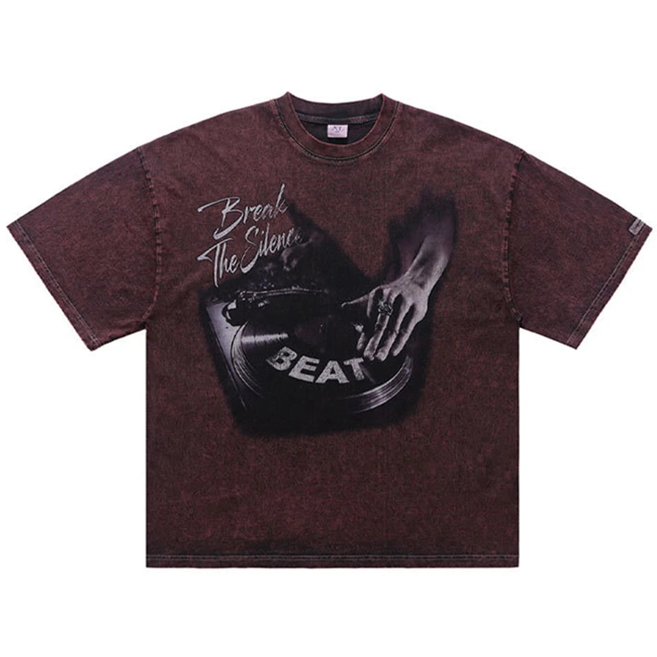 Black Vintage Graphic Oversized T-Shirt — front view
