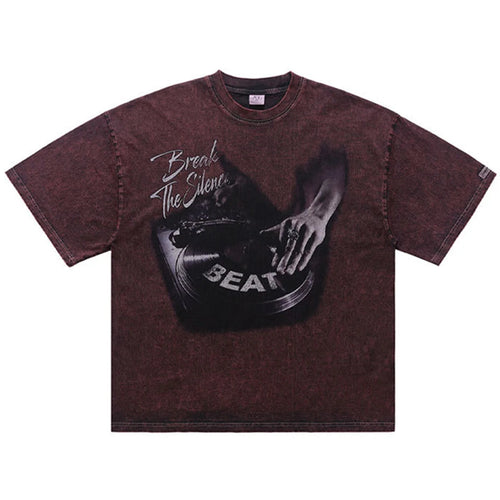 Black Vintage Graphic Oversized T-Shirt — front view