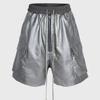 Black Loose Cargo Shorts — flat lay