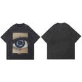 Retro Black Eye Washed T-Shirt — fabric close-up