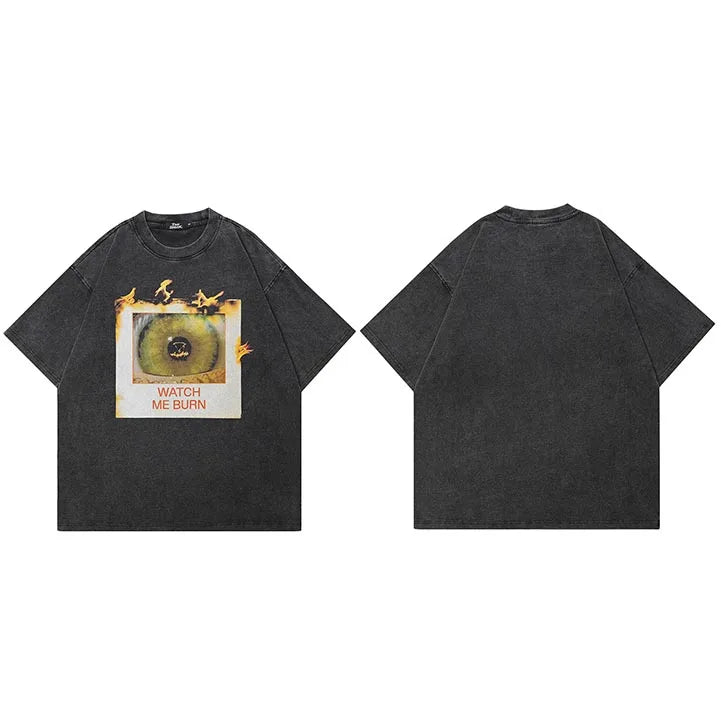 Graphic Retro Black Eye Washed T-Shirt — side view