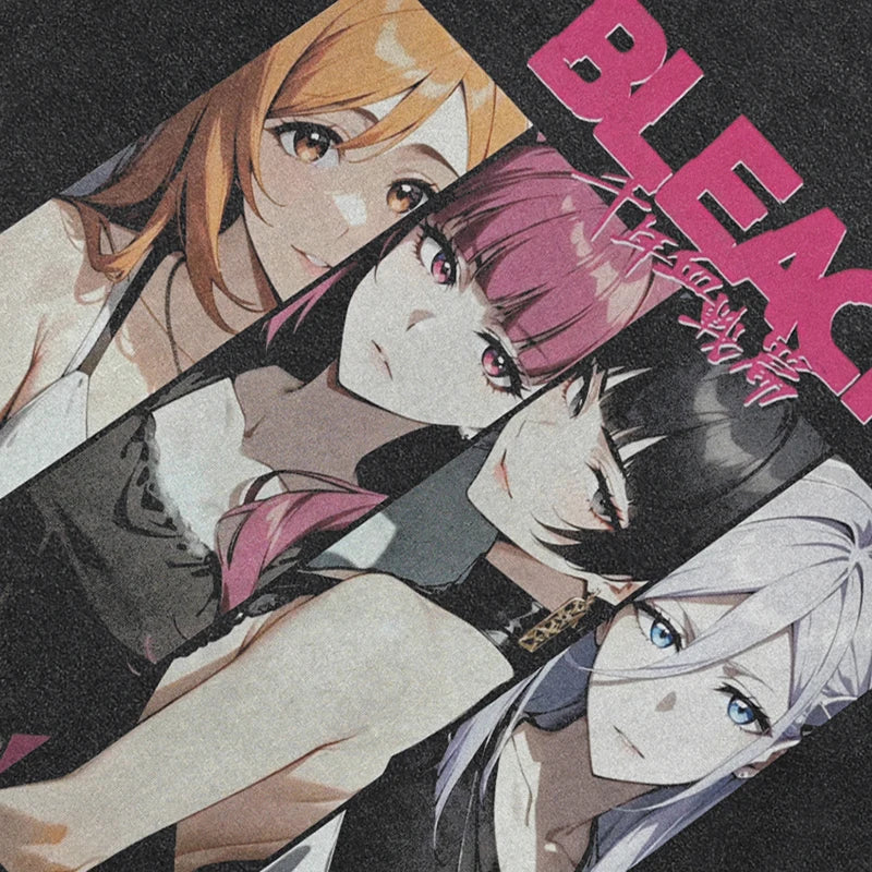 Girl Anime Cartoon Graphic Oversized T-Shirt — front view