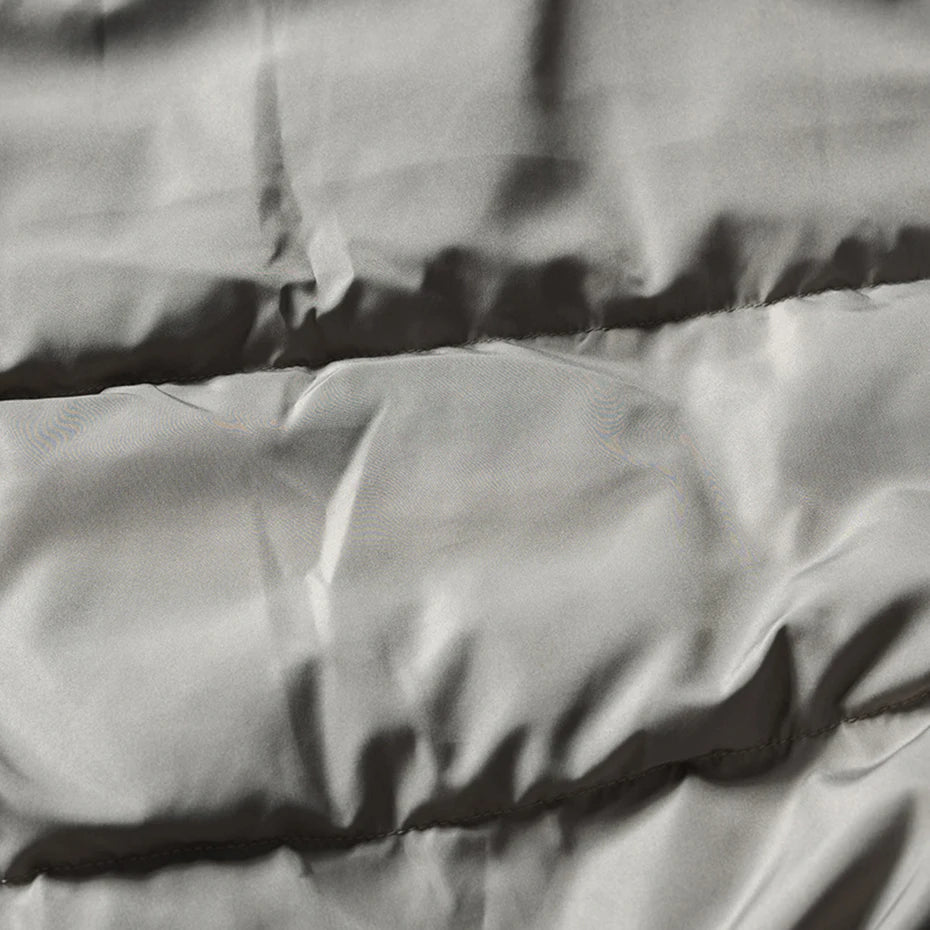 Duck White Padded Oversized Puffer Jacket — fabric close-up